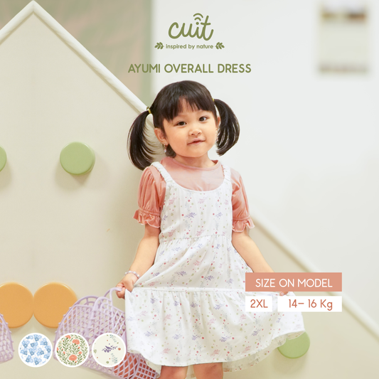 Cuit Ayumi Overall Floral Dress 1-6 Tahun