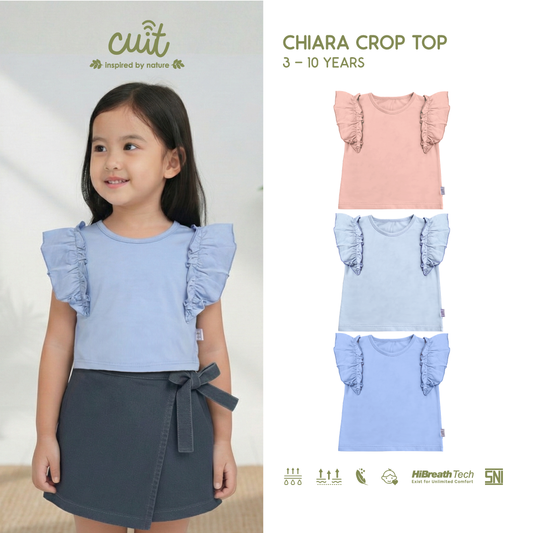 Cuit Chiara Crop Top Kaos Ruffle Anak Perempuan 3-10 Tahun