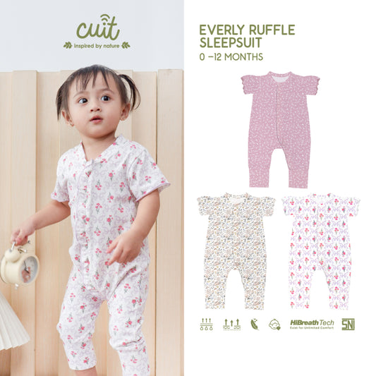 Cuit Everly Ruffle Sleepsuit Floral 0 - 12 Bulan