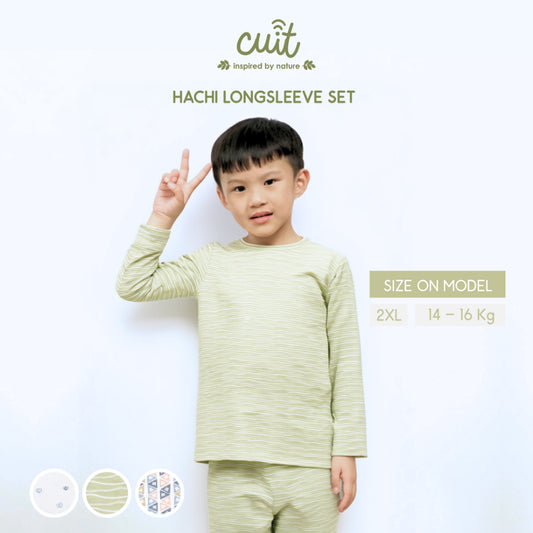 Cuit Hachi Setelan Tangan Panjang Motif Minimalis 1-6 Tahun