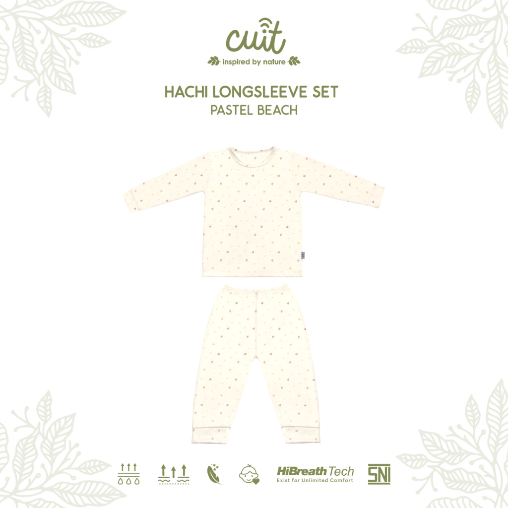 Cuit Hachi Setelan Tangan Panjang Motif Minimalis 1-6 Tahun