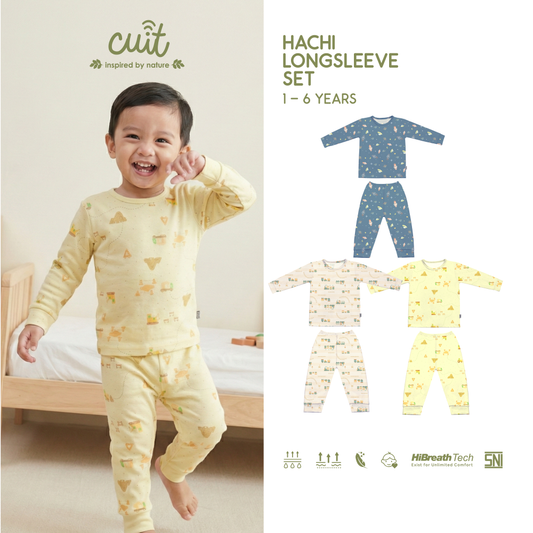 Cuit Hachi Setelan Tangan Panjang Motif Karakter 1-6 Tahun