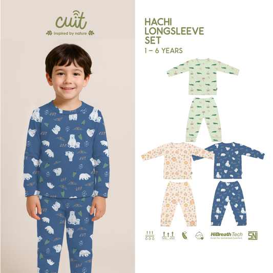 Cuit Hachi Setelan Tangan Panjang Motif Karakter 1-6 Tahun