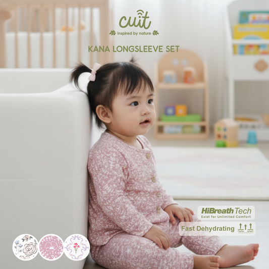 Cuit Kana Setelan Tangan Panjang Motif Floral 0-2 Tahun