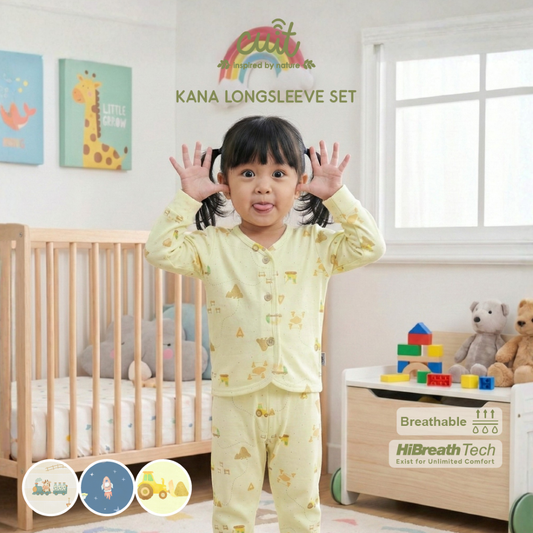 Cuit Kana Setelan Tangan Panjang Motif Karakter 0-2 Tahun