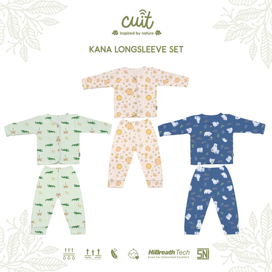 Cuit Kana Setelan Tangan Panjang Motif Karakter 0-2 Tahun