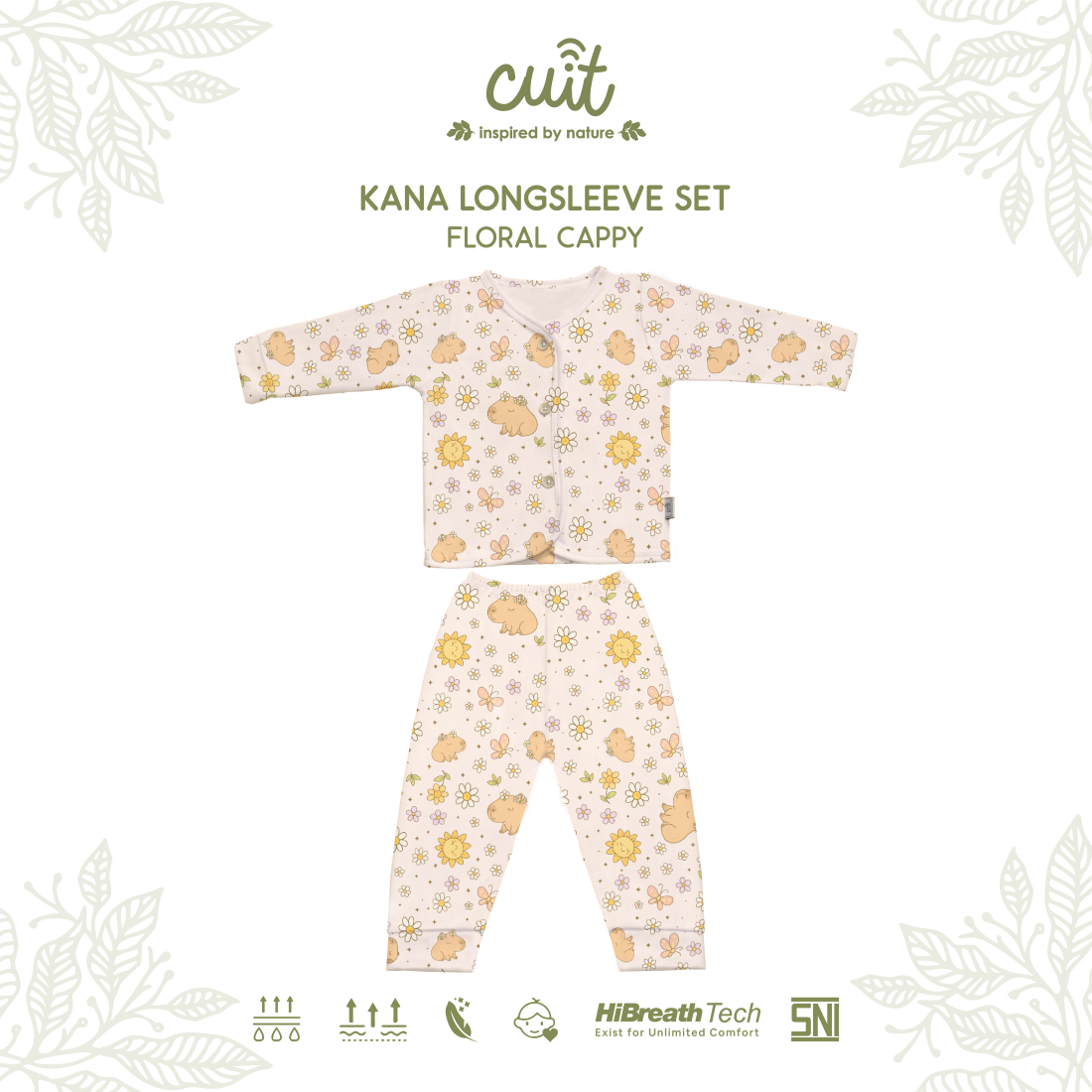 Cuit Kana Setelan Tangan Panjang Motif Karakter 0-2 Tahun