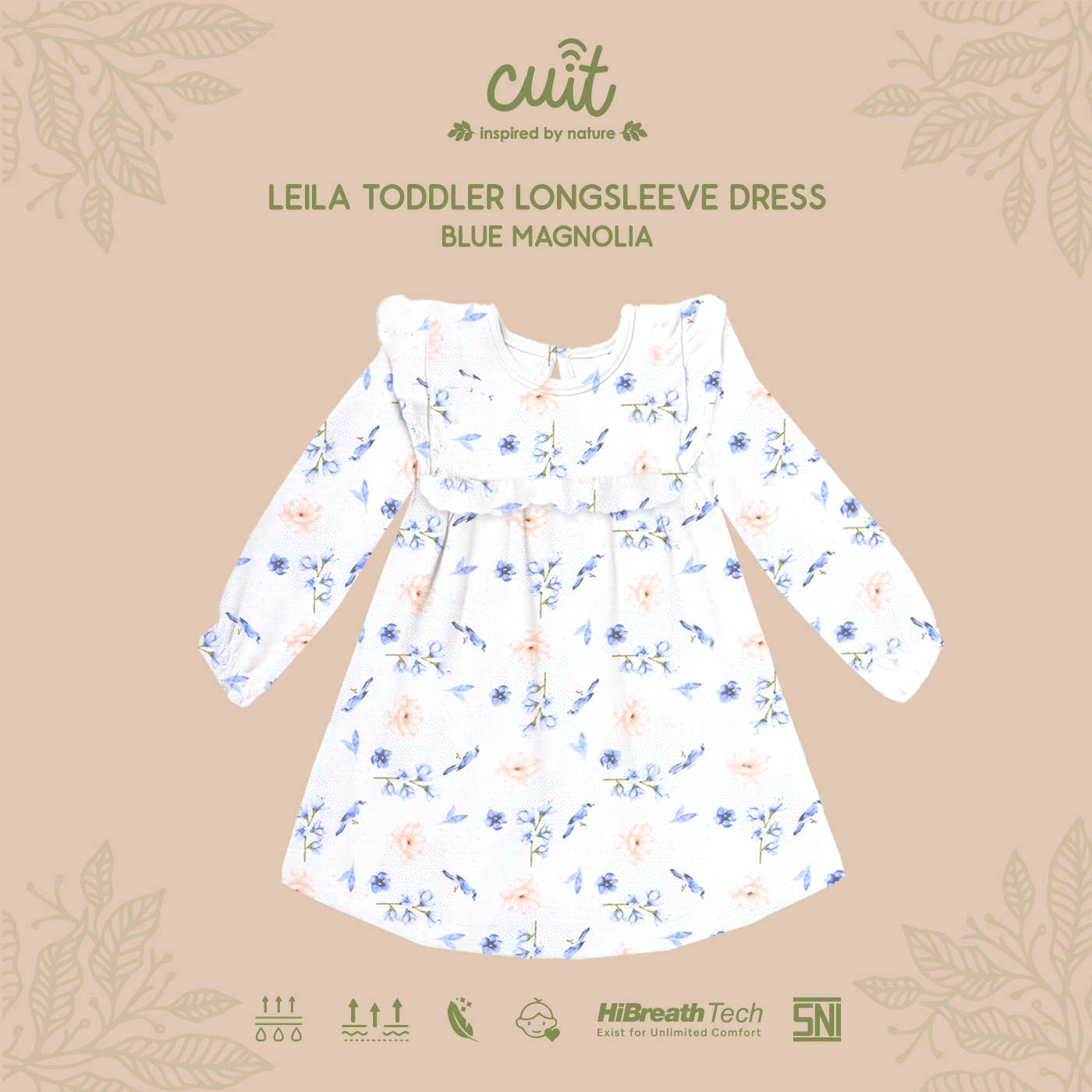 Cuit Leila Dress Anak Tangan Panjang 1-6 Tahun