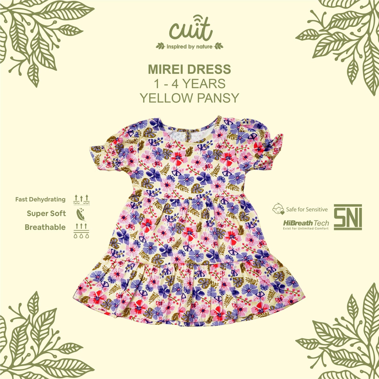 Cuit Mirei Dress Anak Tangan Pendek 1-4 Tahun