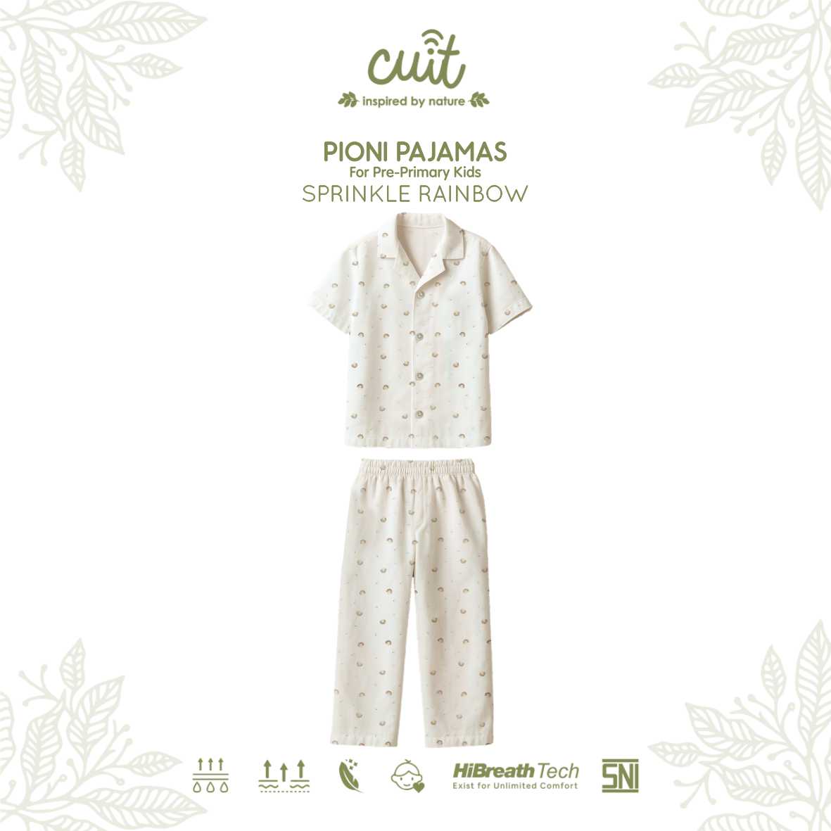 Cuit Pioni Set Piyama Motif untuk Anak 1-4 Tahun