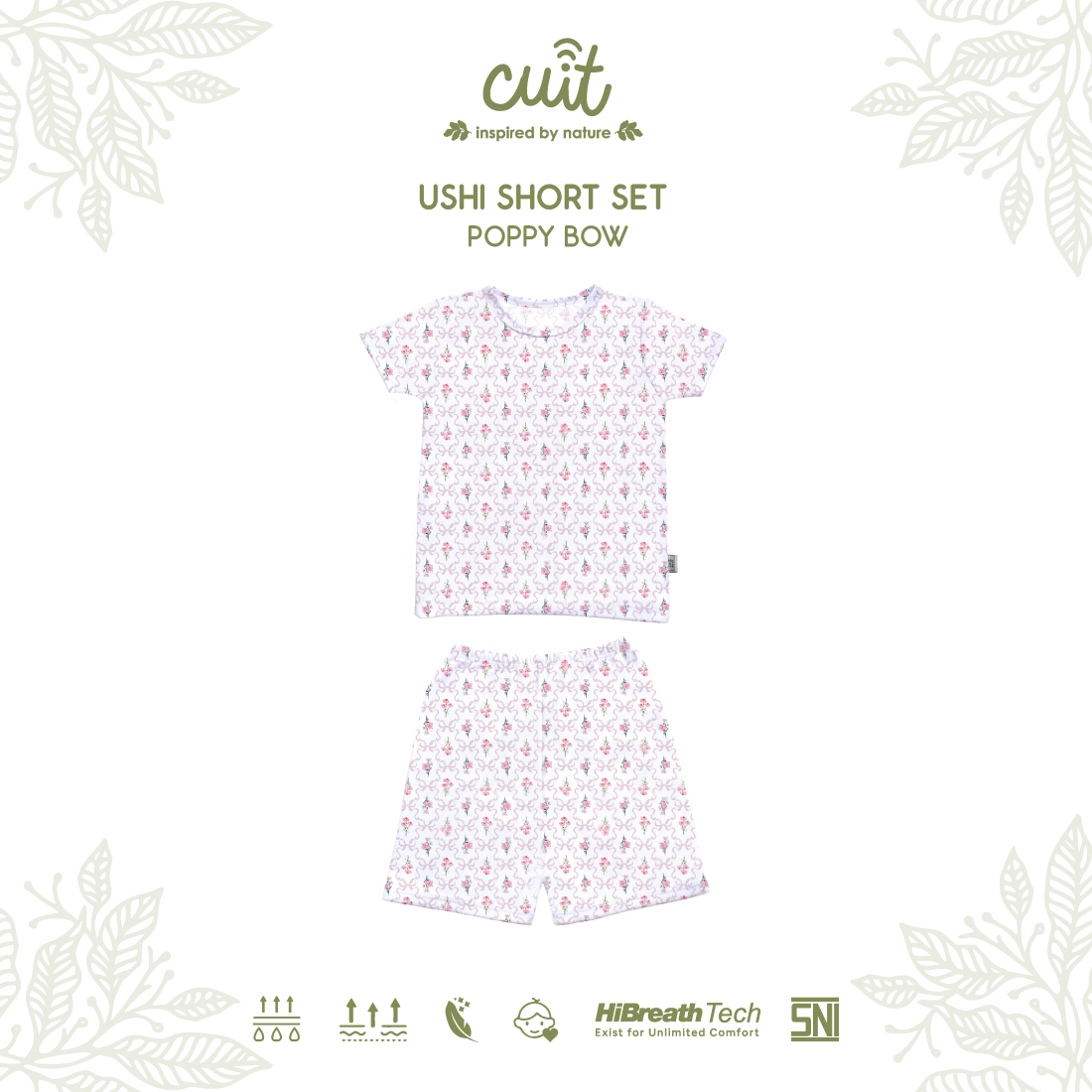 Cuit Ushi Setelan Lengan Pendek Anak 1 - 6 Tahun Motif Floral