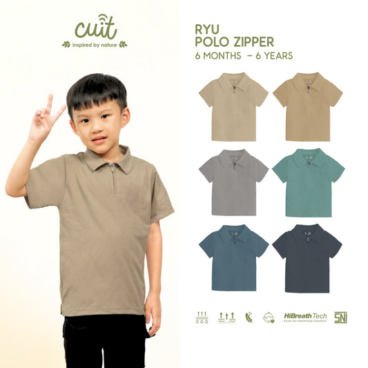 Cuit Ryu Kemeja Polos Zipper 6 Bulan - 6 Tahun