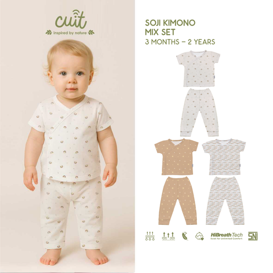 Cuit Soji Kimono Set 0 - 12 Bulan Motif Minimalis