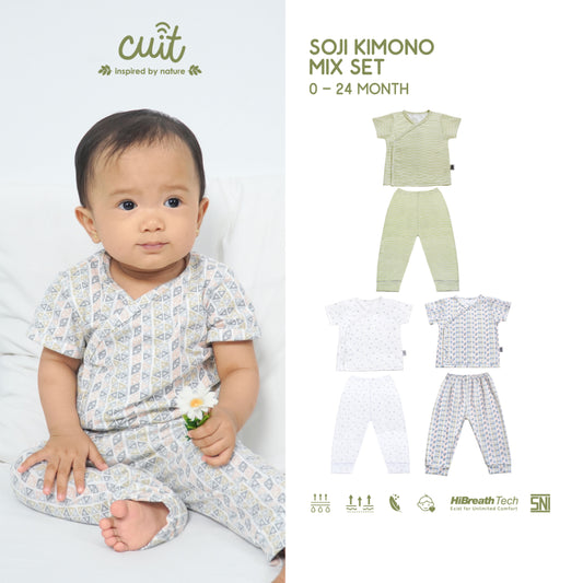 Cuit Soji Kimono Set 0 - 12 Bulan Motif Minimalis