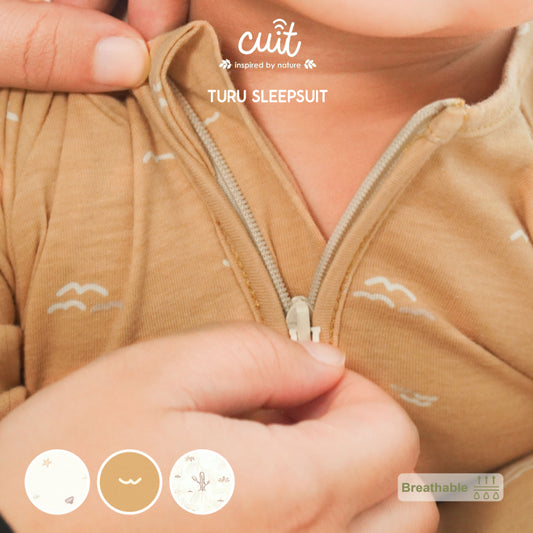 Cuit Turu Double Zipper Sleepsuit Baby 0 - 12 Motif Minimalis