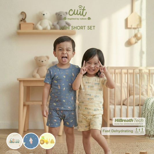 Cuit Ushi Setelan Lengan Pendek Anak 1 - 6 Tahun Motif Karakter