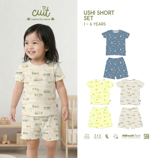 Cuit Ushi Setelan Lengan Pendek Anak 1 - 6 Tahun Motif Karakter