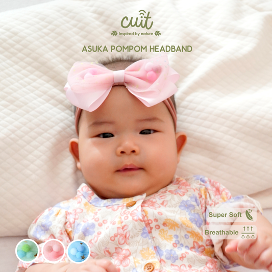 Cuit Asuka Bandana Pompom Pita Bayi