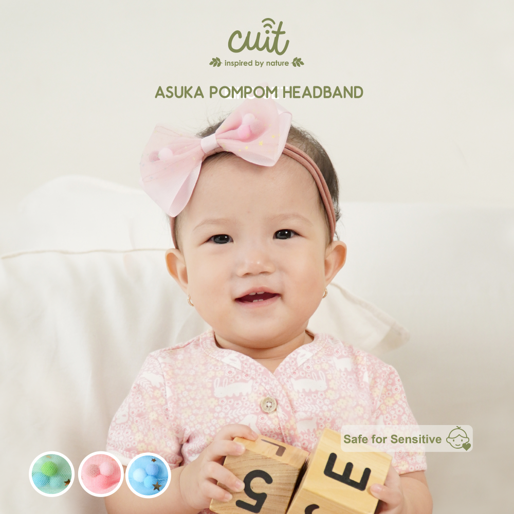 Cuit Asuka Bandana Pompom Pita Bayi