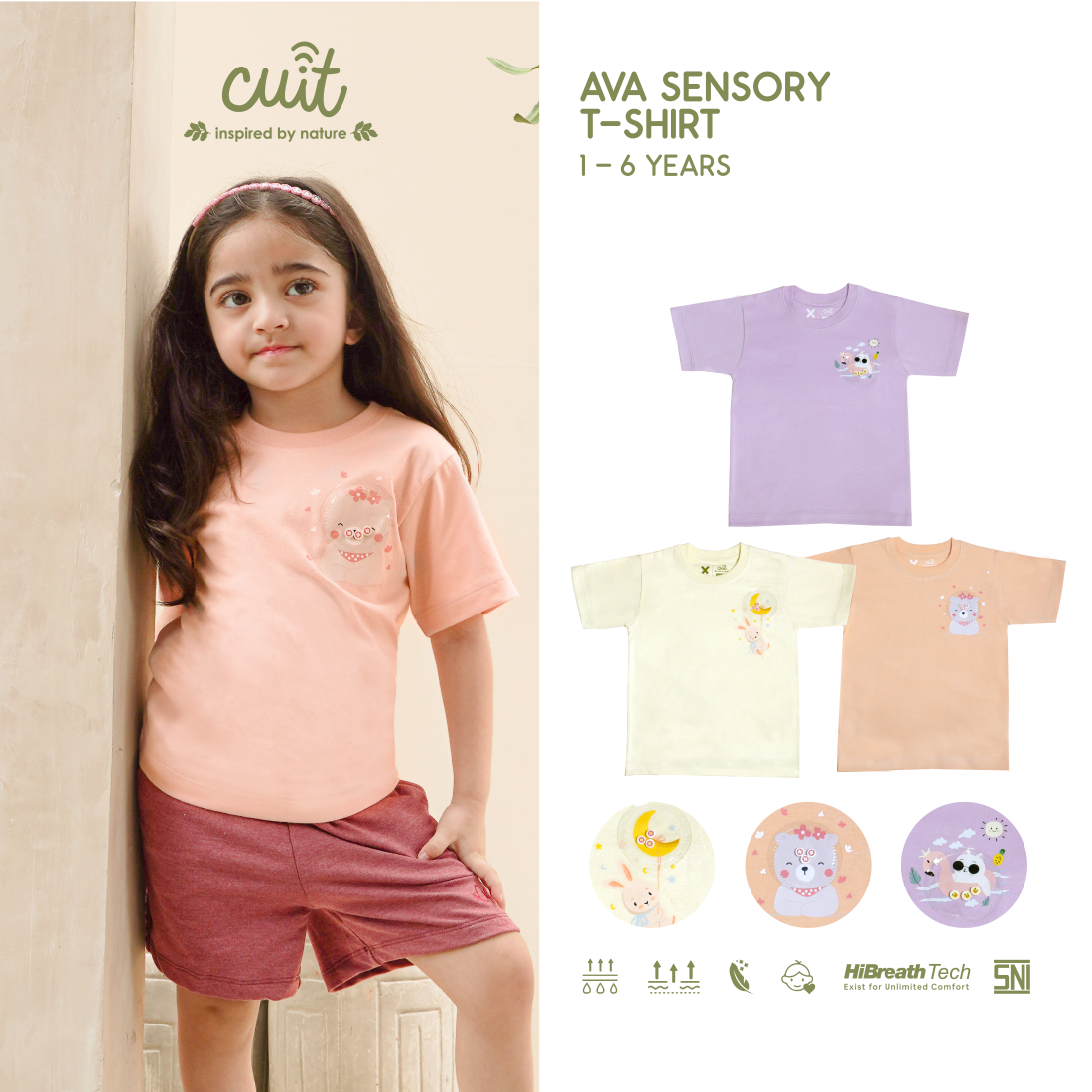 Cuit Ava Sensory Tee 1-6 Tahun