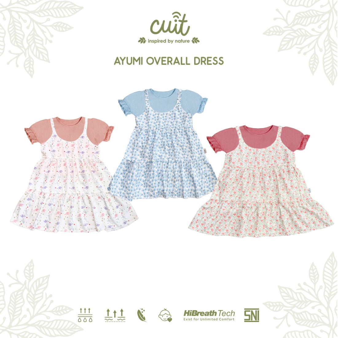 Cuit Ayumi Overall Floral Dress 1-6 Tahun