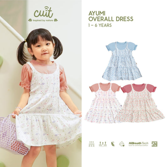 Cuit Ayumi Overall Floral Dress 1-6 Tahun