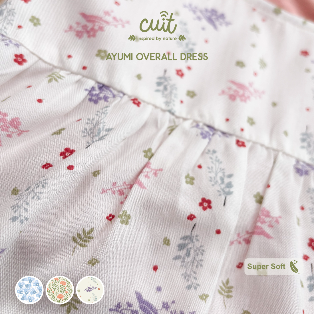 Cuit Ayumi Overall Floral Dress 1-6 Tahun