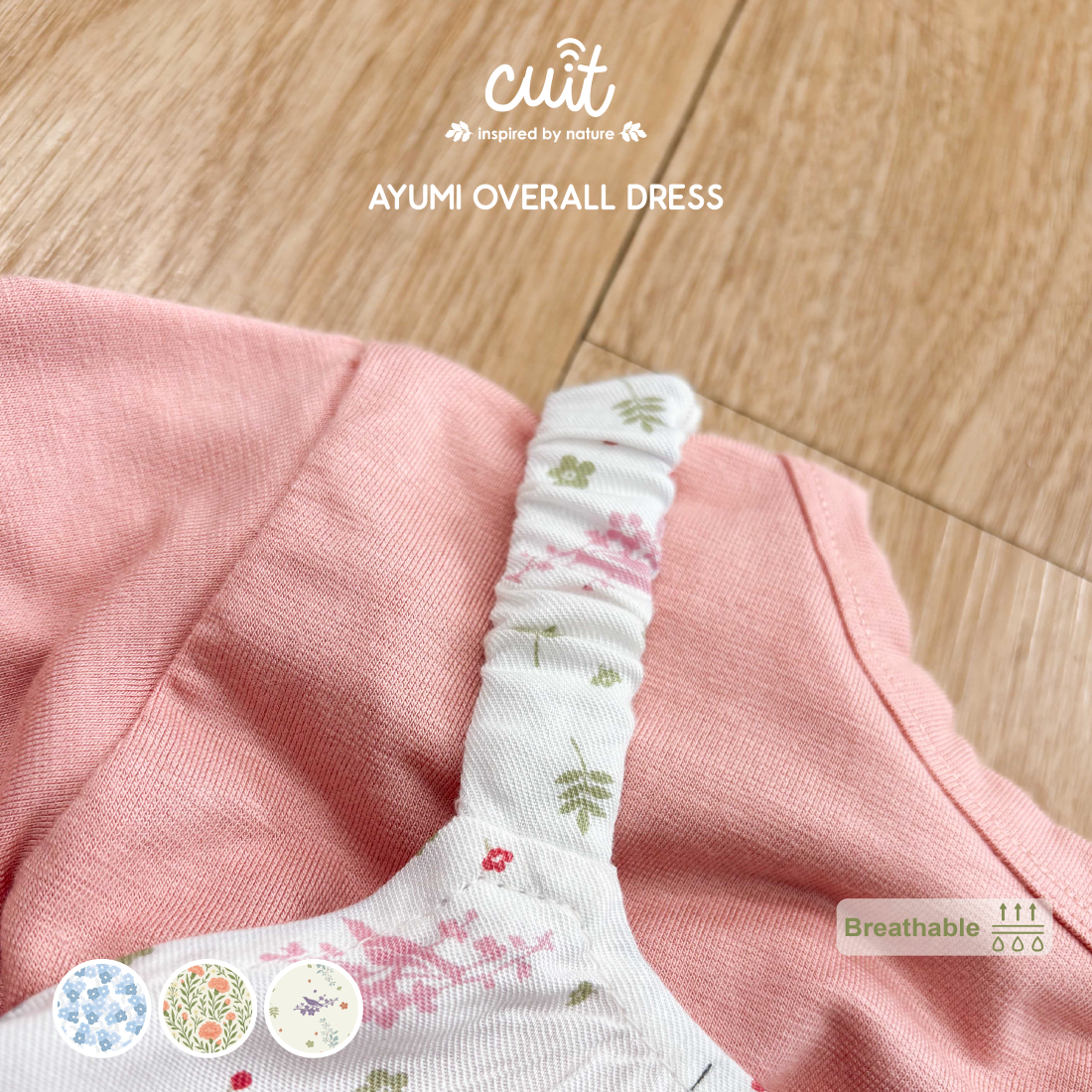 Cuit Ayumi Overall Floral Dress 1-6 Tahun