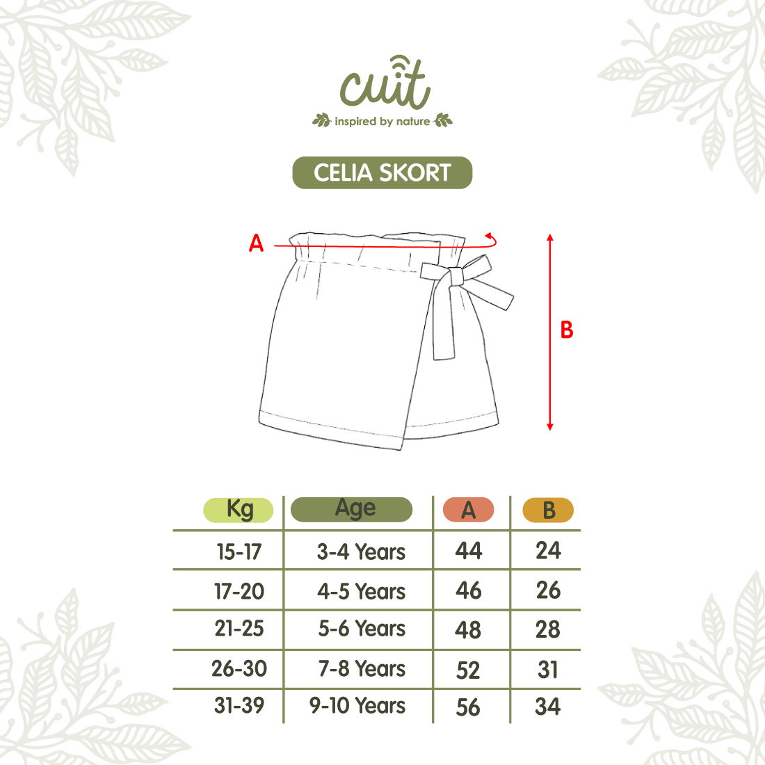 Cuit Celia Skort Rok Celana Anak Perempuan 3-10 Tahun