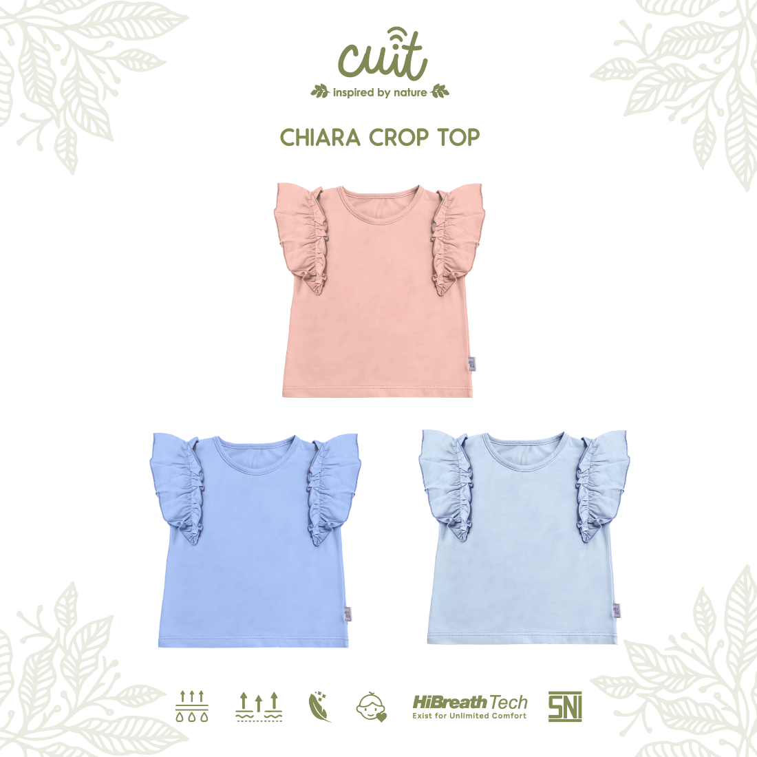 Cuit Chiara Crop Top Kaos Ruffle Anak Perempuan 3-10 Tahun