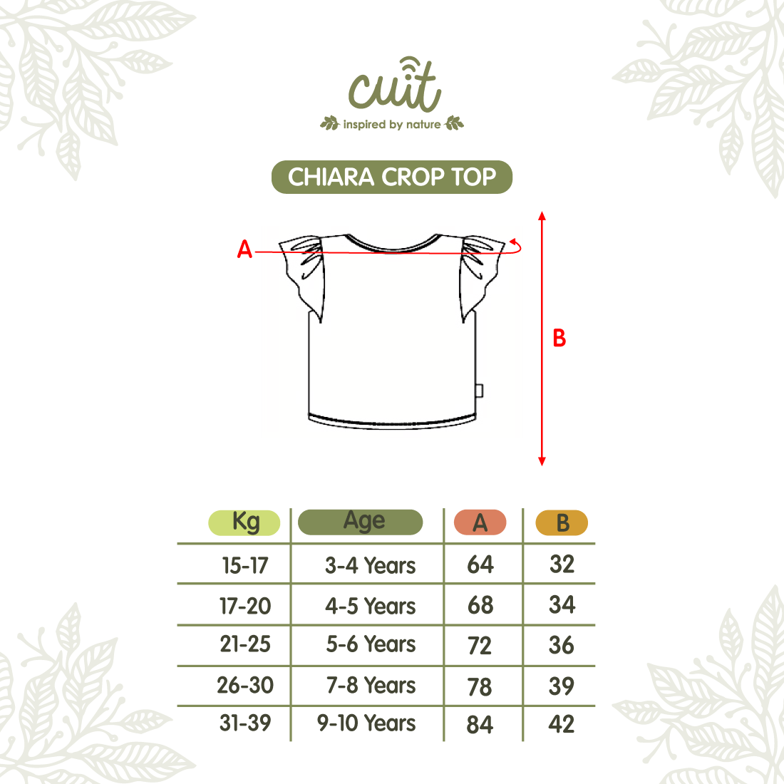 Cuit Chiara Crop Top Kaos Ruffle Anak Perempuan 3-10 Tahun