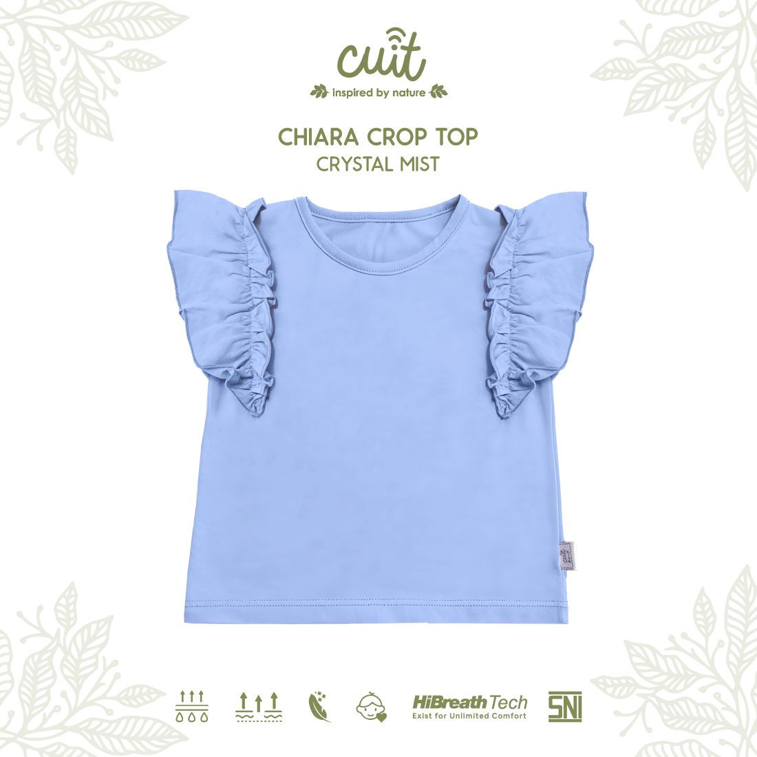Cuit Chiara Crop Top Kaos Ruffle Anak Perempuan 3-10 Tahun