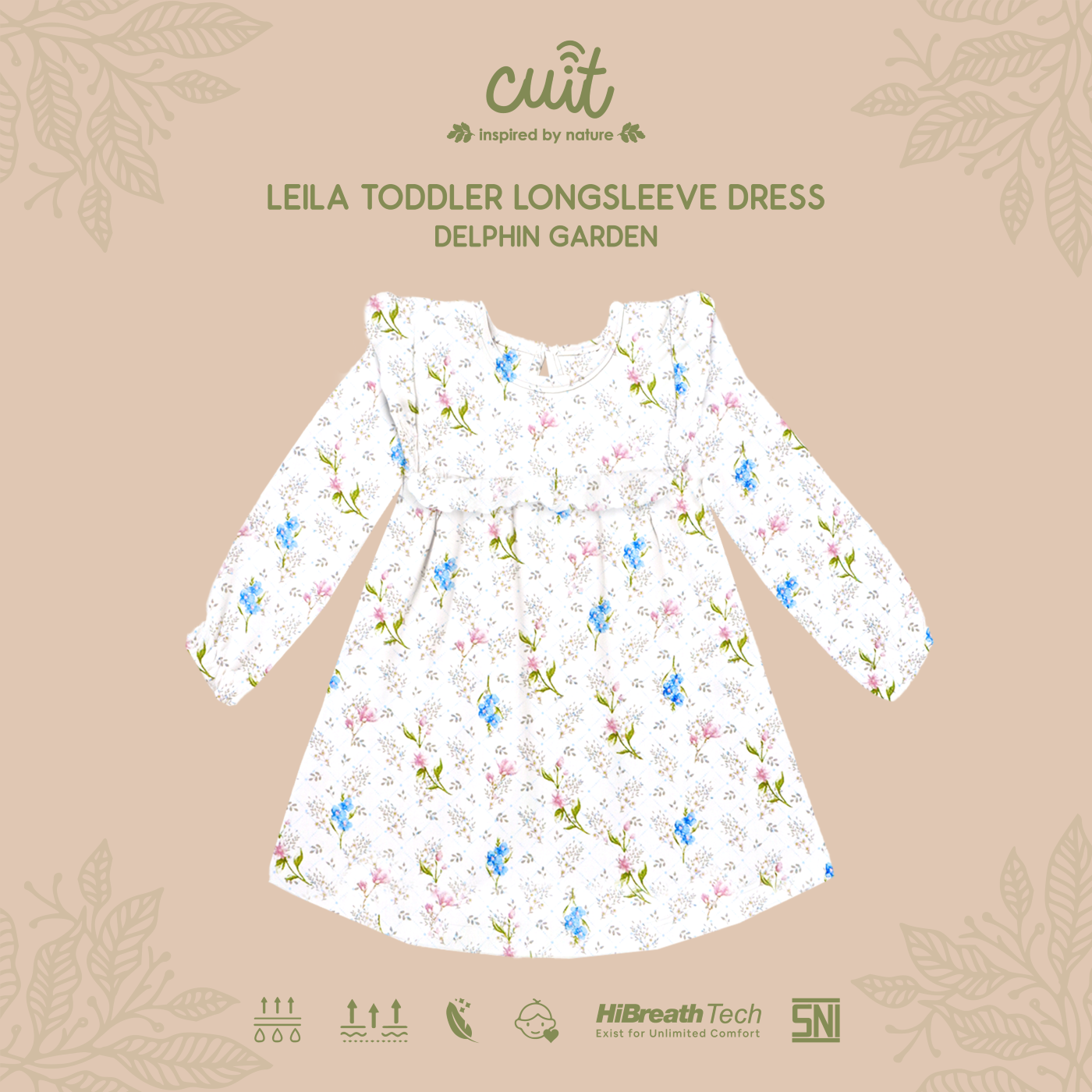 Cuit Leila Dress Anak Tangan Panjang 1-6 Tahun