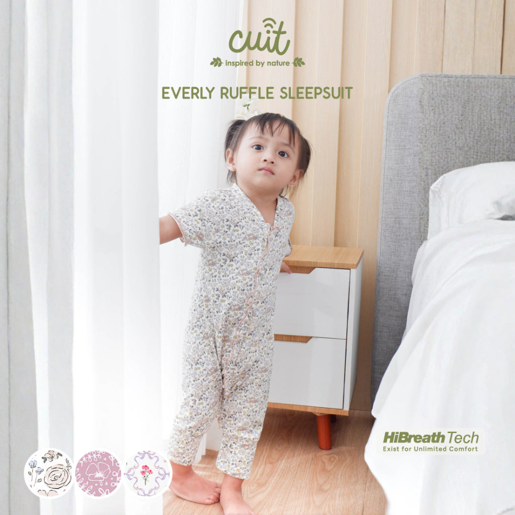 Cuit Everly Ruffle Sleepsuit Floral 0 - 12 Bulan