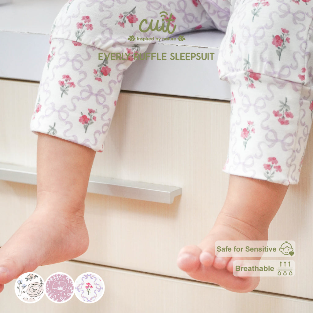 Cuit Everly Ruffle Sleepsuit Floral 0 - 12 Bulan