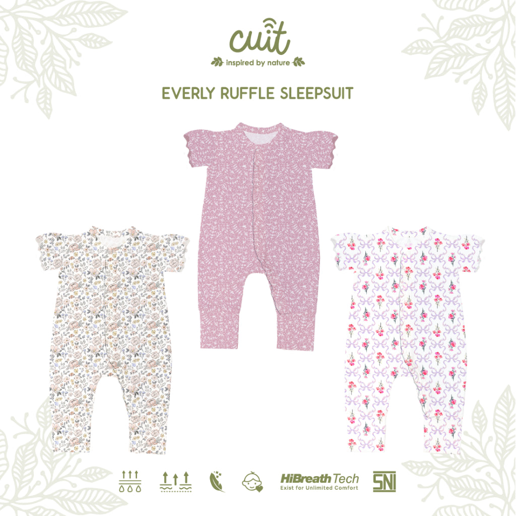 Cuit Everly Ruffle Sleepsuit Floral 0 - 12 Bulan
