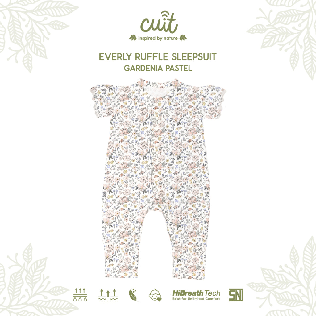 Cuit Everly Ruffle Sleepsuit Floral 0 - 12 Bulan
