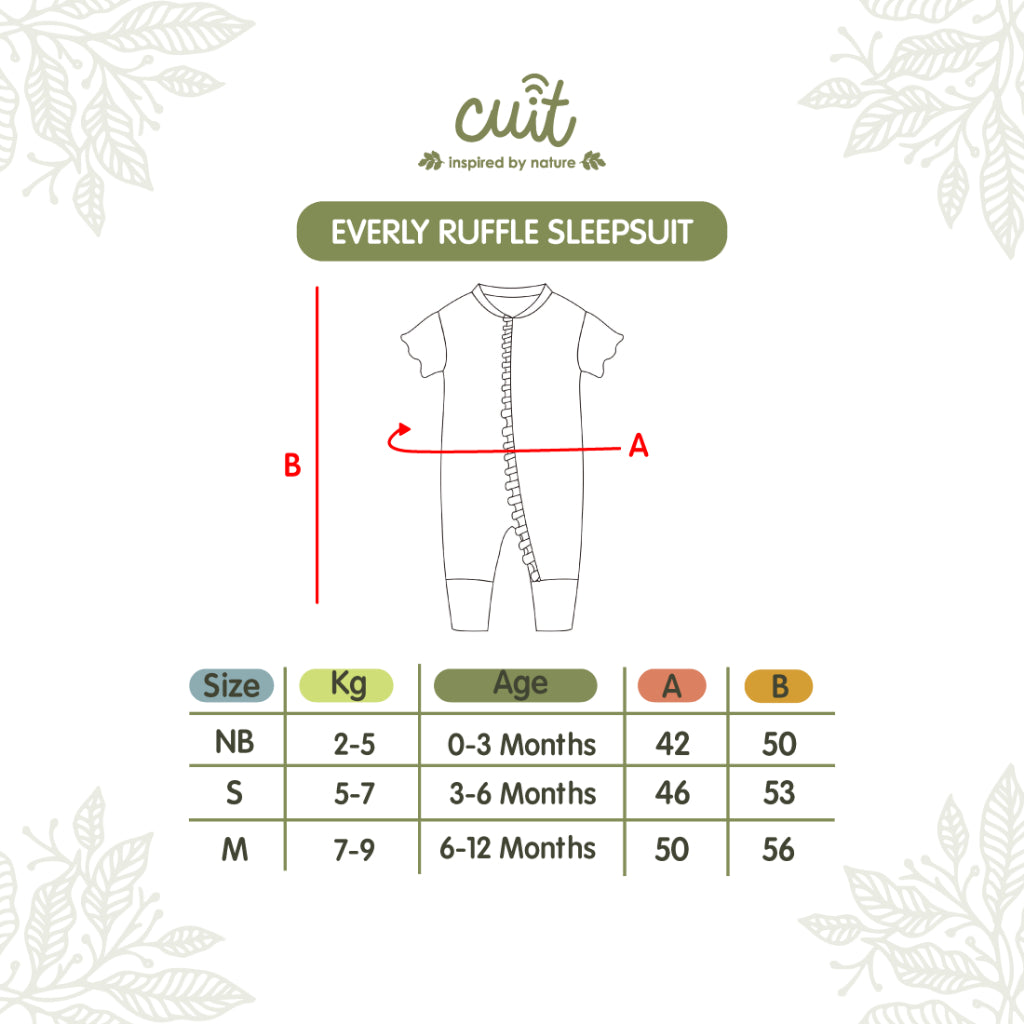 Cuit Everly Ruffle Sleepsuit Floral 0 - 12 Bulan