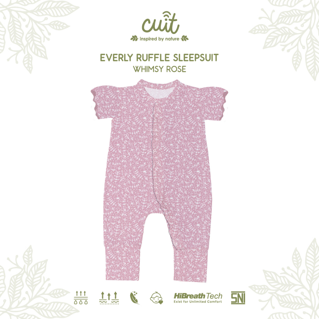 Cuit Everly Ruffle Sleepsuit Floral 0 - 12 Bulan
