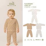 Cuit Fuji Kimono Set Snap Button Tangan Panjang Motif Minimalis 0-24 Bulan