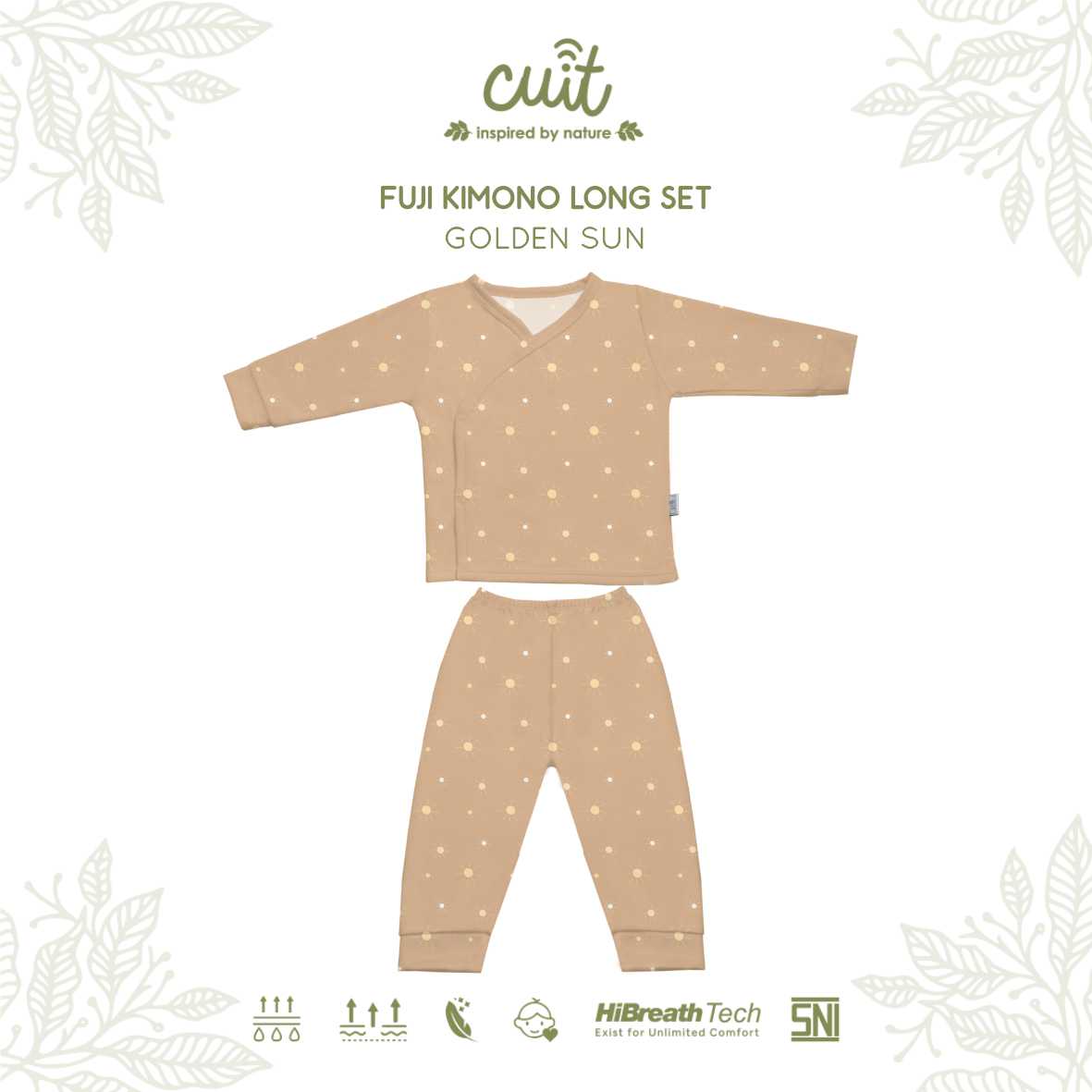 Cuit Fuji Kimono Set Snap Button Tangan Panjang Motif Minimalis 0-24 Bulan