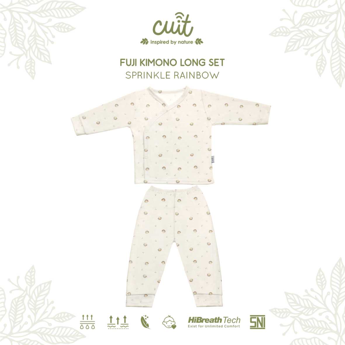 Cuit Fuji Kimono Set Snap Button Tangan Panjang Motif Minimalis 0-24 Bulan