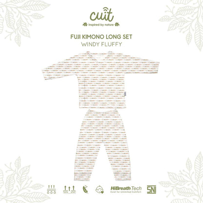 Cuit Fuji Kimono Set Snap Button Tangan Panjang Motif Minimalis 0-24 Bulan