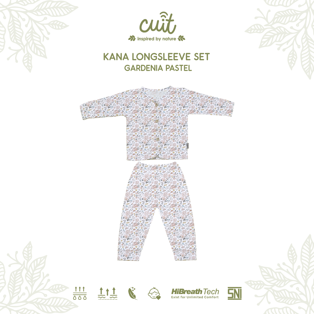 Cuit Kana Setelan Tangan Panjang Motif Floral 0-2 Tahun