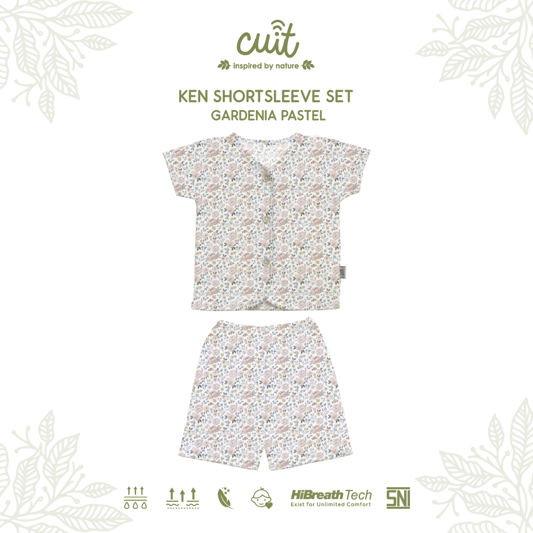 Cuit Ken Setelan Tangan Pendek Motif Floral 0-2 Tahun