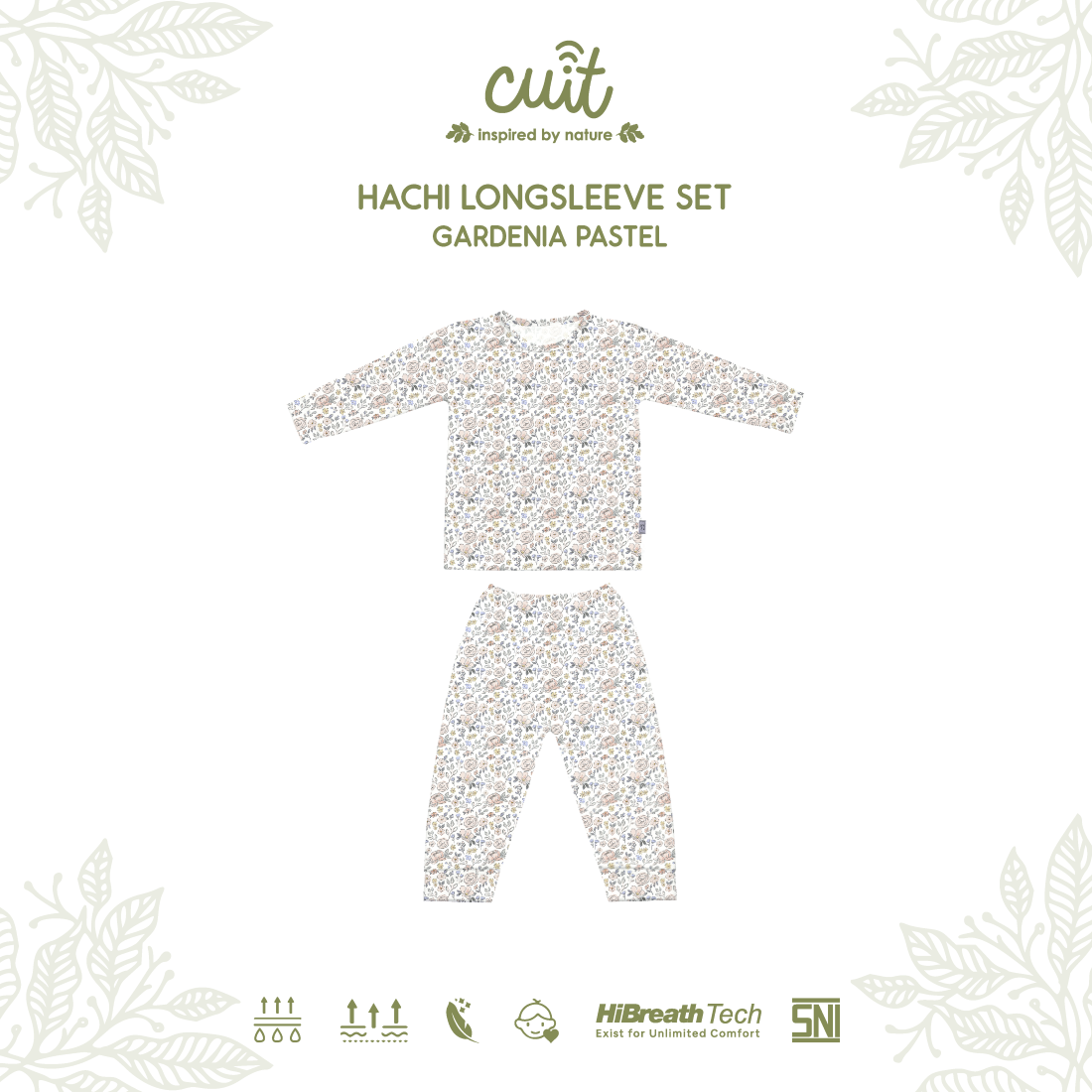 Cuit Hachi Setelan Tangan Panjang Motif Floral 1-6 Tahun