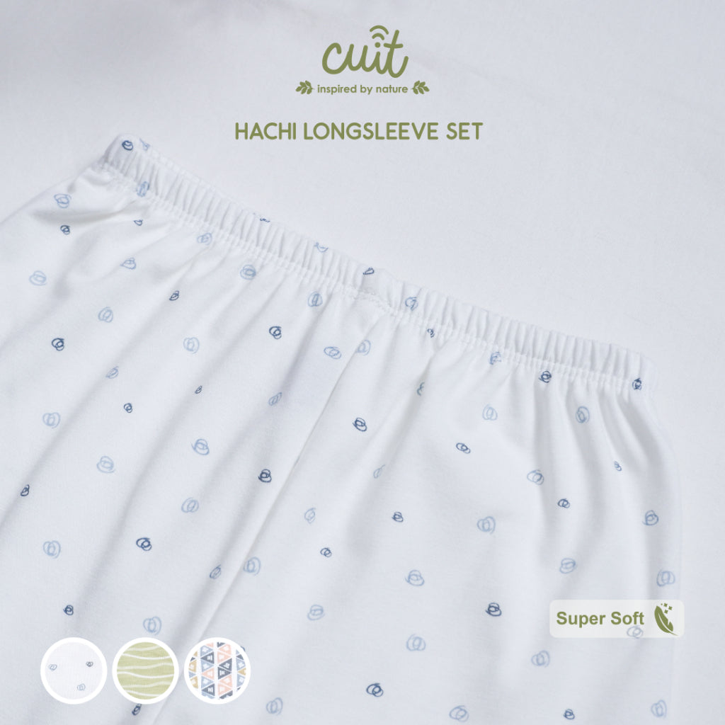 Cuit Hachi Setelan Tangan Panjang Motif Minimalis 1-6 Tahun