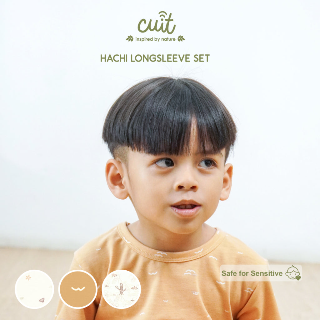 Cuit Hachi Setelan Tangan Panjang Motif Minimalis 1-6 Tahun