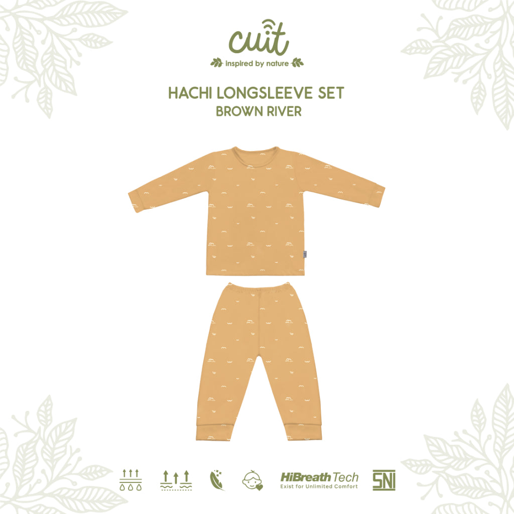 Cuit Hachi Setelan Tangan Panjang Motif Minimalis 1-6 Tahun
