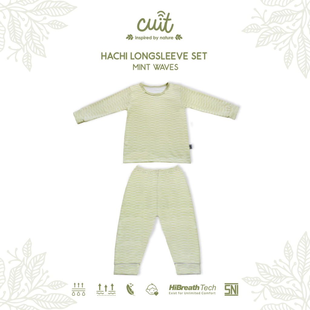 Cuit Hachi Setelan Tangan Panjang Motif Minimalis 1-6 Tahun
